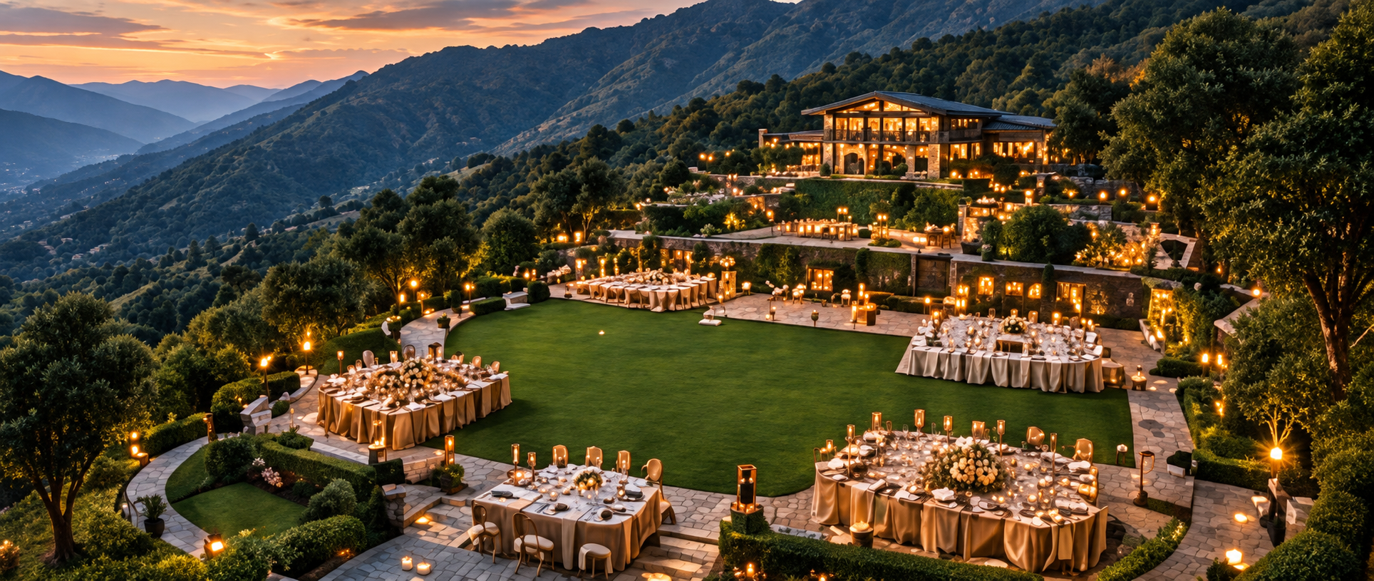 The Horizon Lawns Outdoor Tiered Banquet Setup